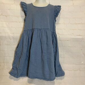 Cat & Jack Slate Blue Eyelet Flutter Sleeve Dress with Pockets